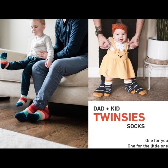 Twinsies Socks Kid+Dad Striped Red Green Size Med - Picture 7 of 8